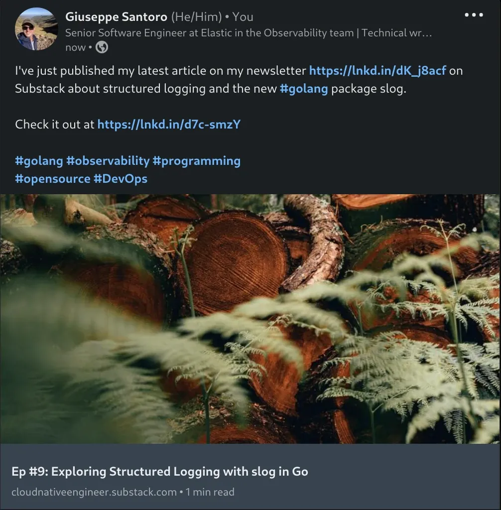 Sample LinkedIn post generated by the code above Sample LinkedIn post generated by the code above